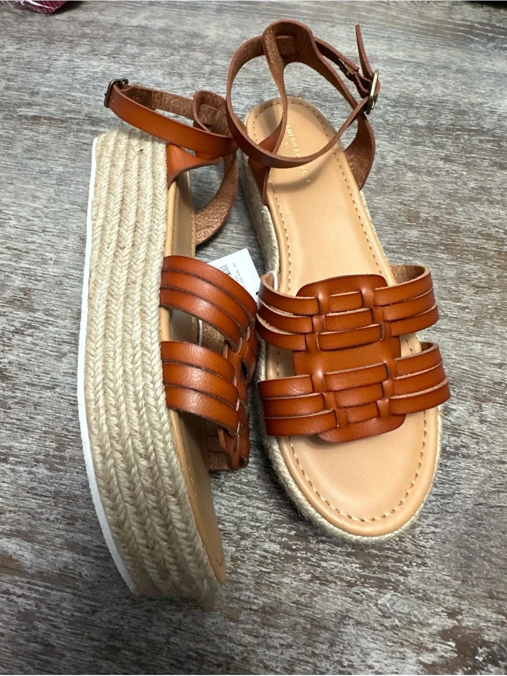 American Eagle Outfitters NWT Cognac Woven Espadrille Sandal
